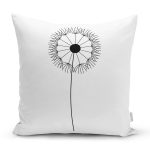 Beyaz Zeminde Onedraw Çizimli Çiçek Dijital Baskılı Modern Yastık Kırlent Kılıfı Realhomes