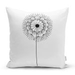 Beyaz Zeminde Onedraw Çizimli Çiçek Dijital Baskılı Modern Yastık Kırlent Kılıfı Realhomes