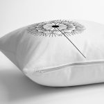 Beyaz Zeminde Onedraw Çizimli Çiçek Dijital Baskılı Modern Yastık Kırlent Kılıfı Realhomes