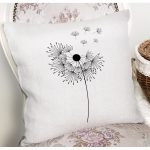 Beyaz Zeminde Onedraw Çizimli Çiçek Dijital Baskılı Modern Yastık Kırlent Kılıfı Realhomes