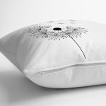 Beyaz Zeminde Onedraw Çizimli Çiçek Dijital Baskılı Modern Yastık Kırlent Kılıfı Realhomes