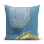 - 7471 - Realhomes Renkli Zeminde Onedraw Çizimli Oval Obje Dijital Baskılı Modern Kırlent Kılıfı Realhomes