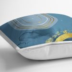 - 7471 - Realhomes Renkli Zeminde Onedraw Çizimli Oval Obje Dijital Baskılı Modern Kırlent Kılıfı Realhomes