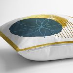 Beyaz Zeminde Gold Cerceve Icınde Oval Desenli Modern Yastık Kırlent Kılıfı Realhomes