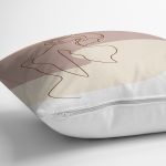 Renkli Zeminli Onedraw Çizimli Bayan Desenli Dijital Baskılı Modern Kırlent Kılıfı Realhomes