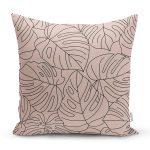 - 7481 - Realhomes Renkli Zeminli Yaprak Desenli Dijital Baskılı Modern Yastık Kırlent Kılıfı Realhomes