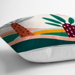 - 7482 - Realhomes Renkli Zeminli Palmiye Desenli Dijital Baskılı Modern Yastık Kırlent Kılıfı Realhomes