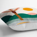 Renkli Zeminli Palmiye Desenli Dijital Baskılı Modern Yastık Kırlent Kılıfı Realhomes