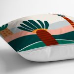 - 7485 - Realhomes  Renkli Zeminli Palmiye Desenli Dijital Baskılı Modern Yastık Kırlent Kılıfı Realhomes