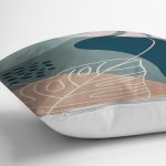 Renkli Zeminli Onedraw Çizimli Yaprak Desenli Dijital Baskılı Modern Yastık Kılıfı Realhomes