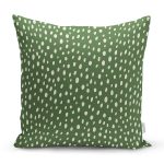 - 7494 - Realhomes Yeşil Zemimli Beyaz Puantiyeli Dijital Baskılı Modern Yastık Kırlent Kılıfı Realhomes