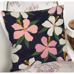 - 7497 - Realhomes Rengarenk Zeminli Onedraw Çizimli Çiçek Dijital Baskılı Modern Yastık Kırlent Kılıfı Realhomes