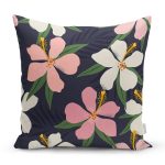 - 7497 - Realhomes Rengarenk Zeminli Onedraw Çizimli Çiçek Dijital Baskılı Modern Yastık Kırlent Kılıfı Realhomes