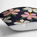 - 7497 - Realhomes Rengarenk Zeminli Onedraw Çizimli Çiçek Dijital Baskılı Modern Yastık Kırlent Kılıfı Realhomes