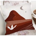 - 7498 - Realhomes Renkli Zeminli Onedraw Çizimli Manzara Temalı Dijital Baskılı Modern Yastık Kılıfı Realhomes