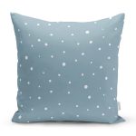 - 7505 - Realhomes Renkli Zeminli Beyaz Puantiyeli Dijital Baskılı Modern Yastık Kırlent Kılıfı Realhomes