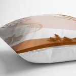 Beyaz Zeminli Onedraw Çizimli Yaprak Motifli Dijital Baskılı Modern Kırlent Kılıfı Realhomes