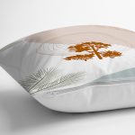 Beyaz Zeminli Onedraw Çizimli Ağaç Motifli Dijital Baskılı Modern Kırlent Kılıfı Realhomes