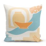 Onedraw Çizimli Vazo Desenli Dijital Baskılı Modern Yastık Kırlent Kılıfı Realhomes