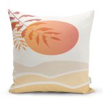 - 7513 - Realhomes Renkli Zeminli Onedraw Çizimli Çöl Manzara Temalı Modern Yastık Kırlent Kılıfı Realhomes