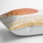 - 7513 - Realhomes Renkli Zeminli Onedraw Çizimli Çöl Manzara Temalı Modern Yastık Kırlent Kılıfı Realhomes