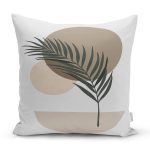 - 7514 - Realhomes Renkli Zeminli Onedraw Çizimli Yaprak Desenli Dijital Baskılı Modern Yastık Kılıfı Realhomes