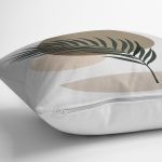 - 7514 - Realhomes Renkli Zeminli Onedraw Çizimli Yaprak Desenli Dijital Baskılı Modern Yastık Kılıfı Realhomes