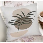 - 7516 - Realhomes Renkli Zeminli Onedraw Çizimli Yaprak Desenli Dijital Baskılı Modern Yastık Kılıfı Realhomes