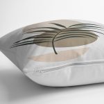 - 7516 - Realhomes Renkli Zeminli Onedraw Çizimli Yaprak Desenli Dijital Baskılı Modern Yastık Kılıfı Realhomes