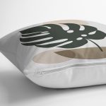 - 7517 - Realhomes Renkli Zeminli Onedraw Çizimli Yaprak Desenli Dijital Baskılı Modern Yastık Kılıfı Realhomes