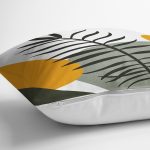 - 7520 - Realhomes  Renkli Zeminli Onedraw Çizimli Yaprak Desenli Dijital Baskılı Modern Yastık Kılıfı Realhomes