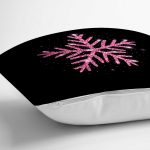 Siyah Zeminli Pembe Renkli Kartanesi Desenli Dijital Baskılı Modern Kırlent Kılıfı Realhomes