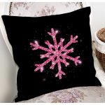 - 7524 - Realhomes Siyah Zeminli Pembe Renkli Kartanesi Desenli Dijital Baskılı Modern Kırlent Kılıfı Realhomes