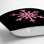 - 7524 - Realhomes Siyah Zeminli Pembe Renkli Kartanesi Desenli Dijital Baskılı Modern Kırlent Kılıfı Realhomes