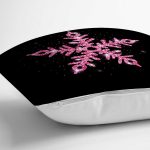 Siyah Zeminli Pembe Renkli Kartanesi Desenli Dijital Baskılı Modern Kırlent Kılıfı Realhomes