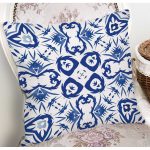 - 7529 - Realhomes Beyaz Zeminli Çini Desenli Dijital Baskılı Modern Yastık Kırlent Kılıfı Realhomes