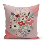 - 7533 - Realhomes Renkli Zeminli Onedraw Çizimli Dijital Baskılı Modern Yastık Kırlent Kılıfı Realhomes