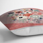 - 7533 - Realhomes Renkli Zeminli Onedraw Çizimli Dijital Baskılı Modern Yastık Kırlent Kılıfı Realhomes