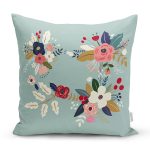 - 7534 - Realhomes  Rengarenk Zeminli Rengarenk Çiçek Desenli Dijital Baskılı Modern Yastık Kırlent Kılıfı Realhomes