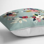 - 7534 - Realhomes  Rengarenk Zeminli Rengarenk Çiçek Desenli Dijital Baskılı Modern Yastık Kırlent Kılıfı Realhomes