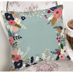 - 7535 - Realhomes Rengarenk Zeminli Rengarenk Çiçek Desenli Dijital Baskılı Modern Yastık Kırlent Kılıfı Realhomes