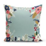 - 7535 - Realhomes Rengarenk Zeminli Rengarenk Çiçek Desenli Dijital Baskılı Modern Yastık Kırlent Kılıfı Realhomes