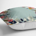 - 7535 - Realhomes Rengarenk Zeminli Rengarenk Çiçek Desenli Dijital Baskılı Modern Yastık Kırlent Kılıfı Realhomes