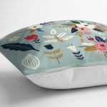 - 7536 - Realhomes Rengarenk Zeminli Rengarenk Çiçek Desenli Dijital Baskılı Modern Yastık Kırlent Kılıfı Realhomes