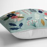 - 7537 - Realhomes Rengarenk Zeminli Rengarenk Çiçek Desenli Dijital Baskılı Modern Yastık Kırlent Kılıfı Realhomes