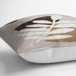 Renkli Zemin Üzerinde Onedraw Çizimli Yaprak Desenli Yastık Kırlent Kılıfı Realhomes