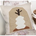 Renkli Zemin Üzerinde Onedraw Çizimli Obje Desenli Modern Yastık Kırlent Kılıfı Realhomes