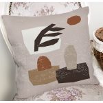 Renkli Zemin Üzerinde Onedraw Çizimli Obje Desenli Modern Yastık Kırlent Kılıfı Realhomes