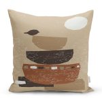 - 7543 - Realhomes Renkli Zemin Üzerinde Onedraw Çizimli Obje Desenli Modern Yastık Kırlent Kılıfı Realhomes