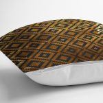 Gold Zeminli Siyah Geometrik Desenli Dijital Baskılı Modern Yastık Kırlent Kılıfı Realhomes